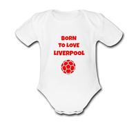 BORN TO LOVE LIVERPOOL PERSONALISED Unique Baby Vest Baby Grow Babygrow Boys Girls Onesie FOOTBALL