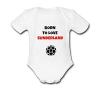 BORN TO LOVE SUNDERLAND PERSONALISED Unique Baby Vest Baby Grow Babygrow Boys Girls UNISEX FOOTBALL