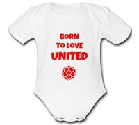 BORN TO LOVE UNITED present from UTD for a gift Football Unique Baby Vest Grow Babygrow Cute PERSONALISED Custom Boys Girls Unisex UTD MANCHESTER MAN ROTHERHAM SHEFFIELD