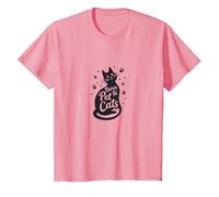 Born to Pet Cats Feline Lover Paw T-Shirt, Kids, Pink, 12 Years