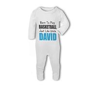 Born to Play Basketball Like Uncle/Auntie with Personalised Name Pink/Blue - Baby Romper Suit - New Born