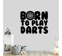 Born to Play Darts Wall Art, Wall Sticker,Decorations for Bedroom, Living Room, Kitchen, Decals, Quote, Sport, Black, 300mm