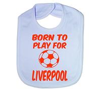 Born To Play For Liverpool - Funny Baby/Toddler/Newborn Bibs - Baby Gift blue