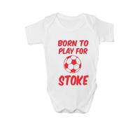 Born to Play for Stoke City~ Babygrow~Babies Gift Boy/Girl Vest Babies Clothing 0-3 White