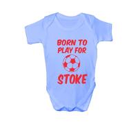 Born to Play for Stoke City~ Babygrow~Babies Gift Boy/Girl Vest Babies Clothing 3-6 Blue