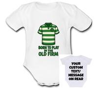 Born To Play In The Old Firm Hoops Baby Grow Customisable Personalised Unique Baby Vest Babygrow Boys Girls Unisex Cute Top Bodysuit Custom text