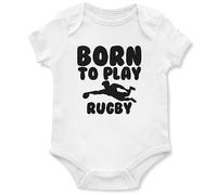 Born to Play Rugby Babygrow for Boys Rugga Fan Supporter Babies Vest, 3-6 Months, White