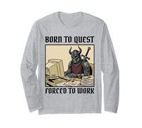 Born to Quest Forced to Work Funny Gamer Death Knight PC Long Sleeve T-Shirt