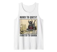 Born to Quest Forced to Work Funny Gamer Death Knight PC Tank Top