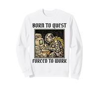 Born To Quest Forced To Work Funny Gamer Knight Sarcastic PC Sweatshirt