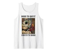 Born to Quest Forced to Work Funny Gamer Knight Sarcastic PC Tank Top