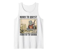 Born to Quest Forced to Work Funny Gamer Knight Sarcastic PC Tank Top