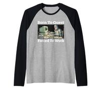 Born to Quest Forced to Work Funny Knight Gaming Raglan Baseball Tee