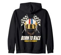 Born To Race Forced To Commute Vintage Racing Helmet Zip Hoodie