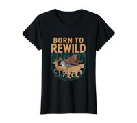 Born to Rewild - Funny Earth Day Climate Change Value Graphic T-Shirt, Women, Black, XL