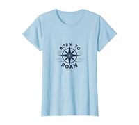 Born to Roam: Adventurous Compass Design for Wanderlusters T-Shirt, Women, Baby Blue, 3XL