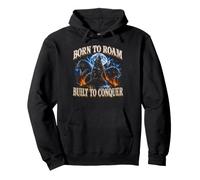 Born to Roam Built to Conquer Wolf Lover Adventure Seeker Pullover Hoodie