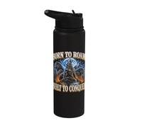 Born to Roam Built to Conquer Wolf Lover Adventure Seeker Stainless Steel Insulated Water Bottle