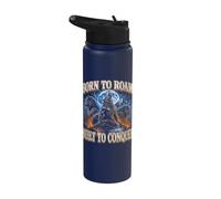 Born to Roam Built to Conquer Wolf Lover Adventure Seeker Stainless Steel Insulated Water Bottle