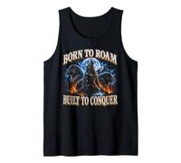 Born to Roam Built to Conquer Wolf Lover Adventure Seeker Tank Top