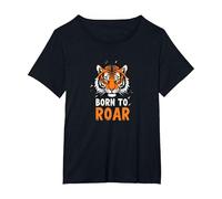 Born to Roar: Fierce Tiger Spirit for Adventurers T-Shirt, Women's Plus, Black, 4X