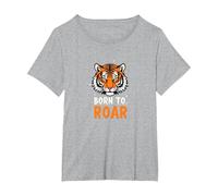 Born to Roar: Fierce Tiger Spirit for Adventurers T-Shirt, Women's Plus, Heather Grey, 2X