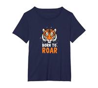 Born to Roar: Fierce Tiger Spirit for Adventurers T-Shirt, Women's Plus, Navy, 6X