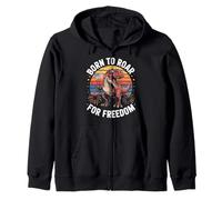 Born To Roar For Freedom T-Rex USA Pride Zip Hoodie