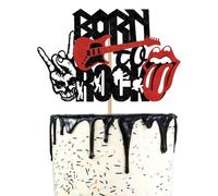 Born to Rock Cake Topper Rock and Roll Party Cake Decoration Rock Guitar Theme Cake Topper for Rockstars Birthday Party Rock Music Party Baby Shower Supplies Rock and Roll Birthday Party Decorations