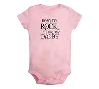 Born to Rock Just Like My Daddy Funy Slogan Digital Print Rompers, Newborn Baby Bodysuits, Infant Jumpsuits, Baby Unisex Novelty Outfits Pink