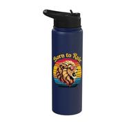Born to Rule Lion Design | Vintage Sunset Retro Lion Stainless Steel Insulated Water Bottle
