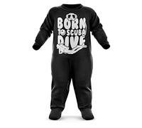 Born to Scuba Dive Future Scuba Diver Baby Romper Suit - Scuba Diving First Birthday Present - Newborn Romper, Black, 3-6 Months