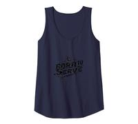 Born to Serve Volleyball Player Motivational Slogan Tank Top, Women, Navy, XL