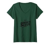 Born to Serve Volleyball Player Motivational Slogan V-Neck T-Shirt, Women, Forest Green, XL