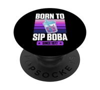 Born To Sip Boba Since 1977 Bubble Tea Theme Birthday Year PopSockets Adhesive PopGrip