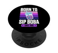 Born To Sip Boba Since 1980 Bubble Tea Theme Birthday Year PopSockets Adhesive PopGrip