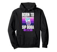 Born To Sip Boba Since 1987 Bubble Tea Theme Birthday Year Pullover Hoodie