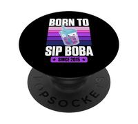 Born To Sip Boba Since 2015 Bubble Tea Theme Birthday Year PopSockets Adhesive PopGrip