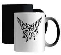 Born to Skate Angel Wings Ceramic Magic Mug White