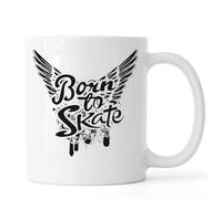 Born to Skate Angel Wings Ceramic Tea Coffee Mug White