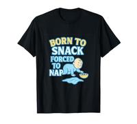 Born to Snack Forced to Nap Parenting Humor Retro Baby Crawl T-Shirt