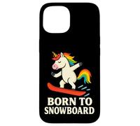 Born To Snowboard Funny Unicorn Snow Sport Design Case for iPhone 15