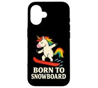 Born To Snowboard Funny Unicorn Snow Sport Design Case for iPhone 16