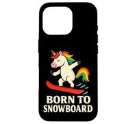 Born To Snowboard Funny Unicorn Snow Sport Design Case for iPhone 16 Pro