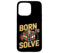 Born to Solve Puzzle Cube Design Retro Speed Cubing Art Case for iPhone 15 Pro Max