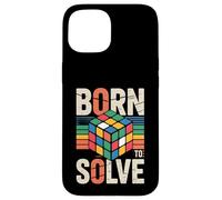 Born to Solve Puzzle Cube Retro Design Speed Cubing Art Case for iPhone 15
