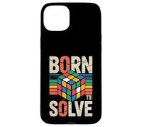Born to Solve Puzzle Cube Retro Design Speed Cubing Art Case for iPhone 15 Plus