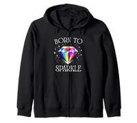 Born to Sparkle - Colorful Diamond Quote Design Zip Hoodie