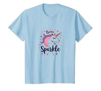 Born to Sparkle Unicorn for Women Magical Fantasy Slogan T-Shirt, Kids, Baby Blue, 12 Years