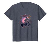 Born to Sparkle Unicorn for Women Magical Fantasy Slogan T-Shirt, Kids, Heather Blue, 10 Years